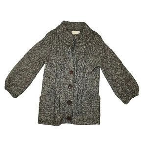 Michael Kors Women Brown Cotton Collared Button Knitted Cardigan Sweater Size M